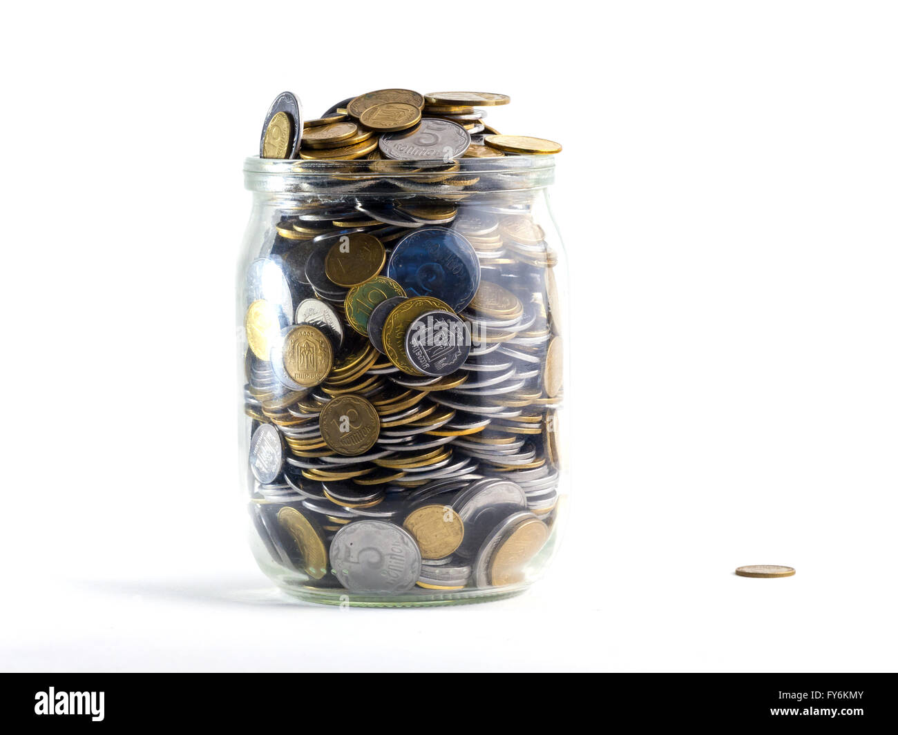 Jar of Money Isolated on a White Background Stock Photo - Alamy