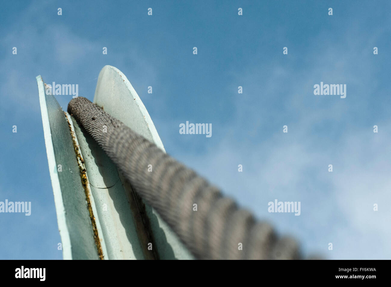 Steel Cable pulley Stock Photo