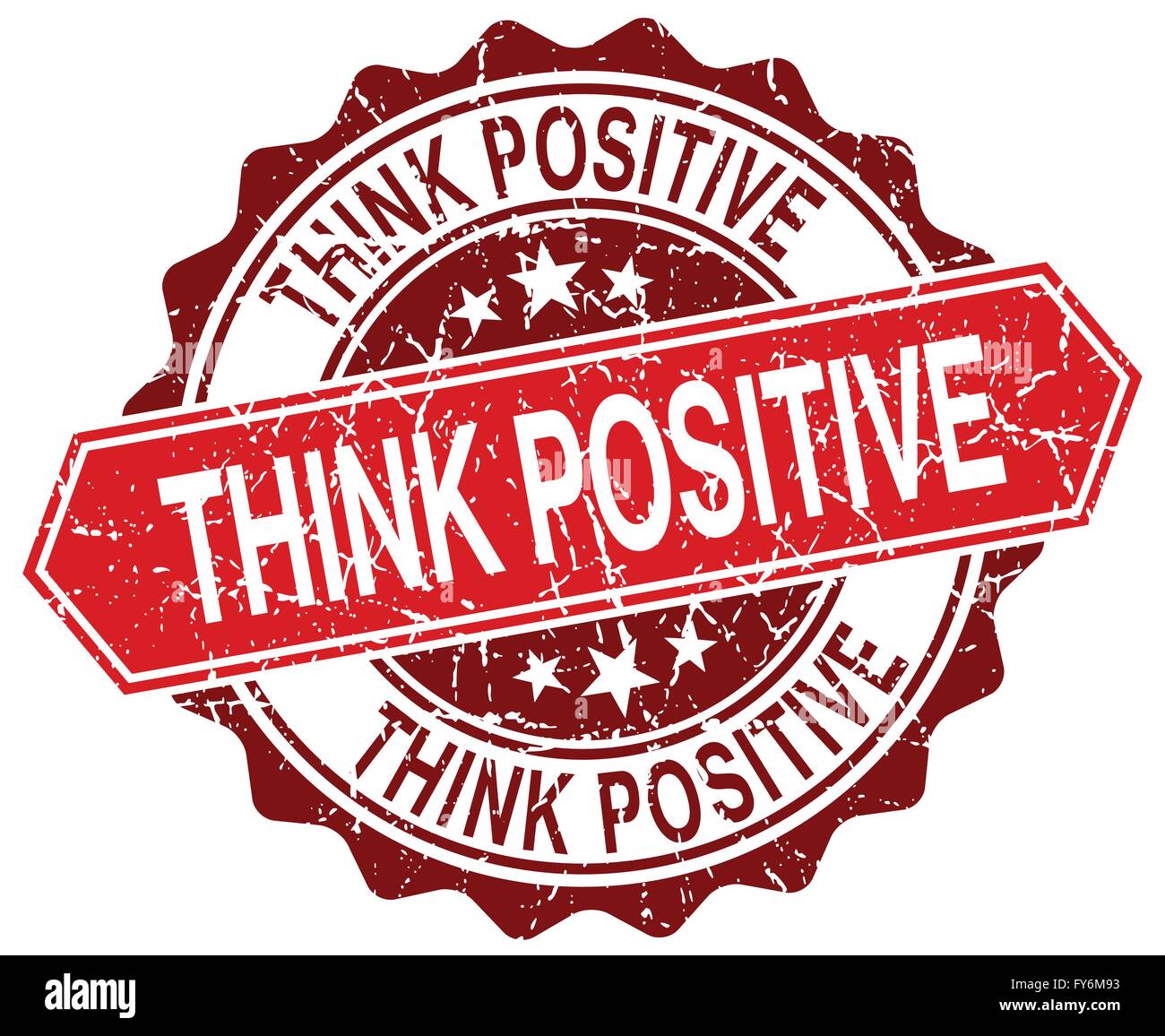 think positive red round grunge stamp on white Stock Vector Image & Art ...