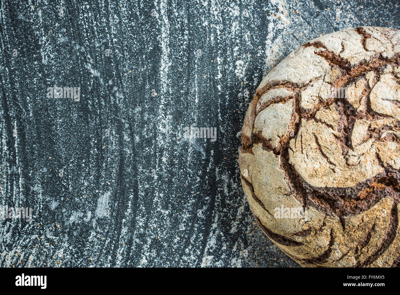 Whole loaf home baked rye bread, artisan bakery Stock Photo Alamy