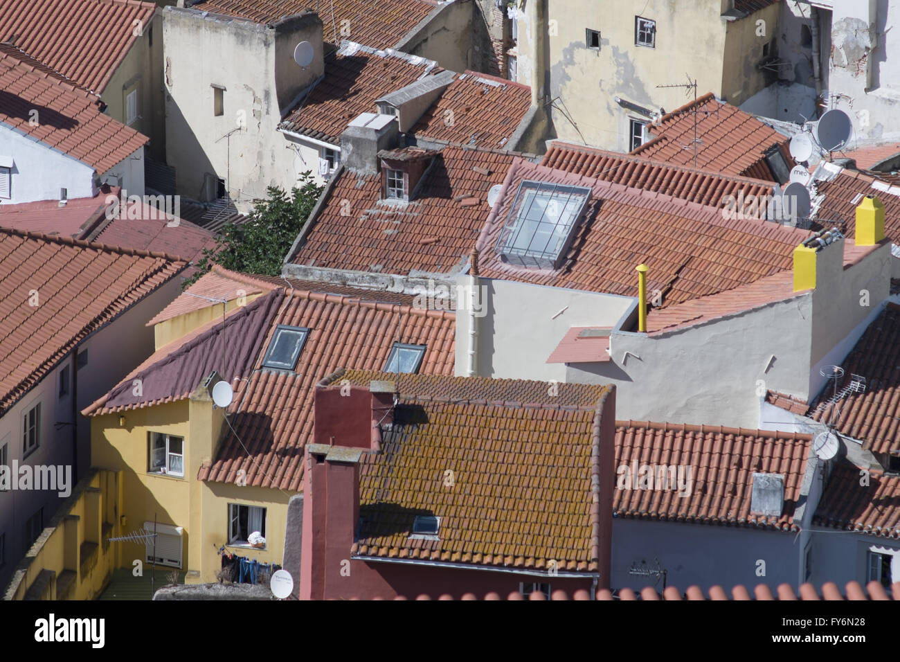 Tiled roofs seen from above Stock Photo