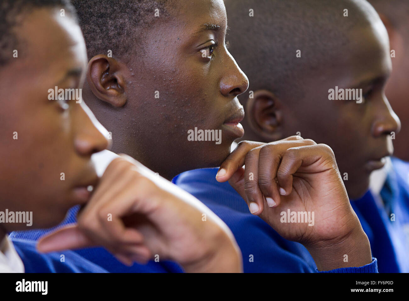 Profile of faces of Sentinel Kabitaka School students, Solwezi, Zambia Stock Photo