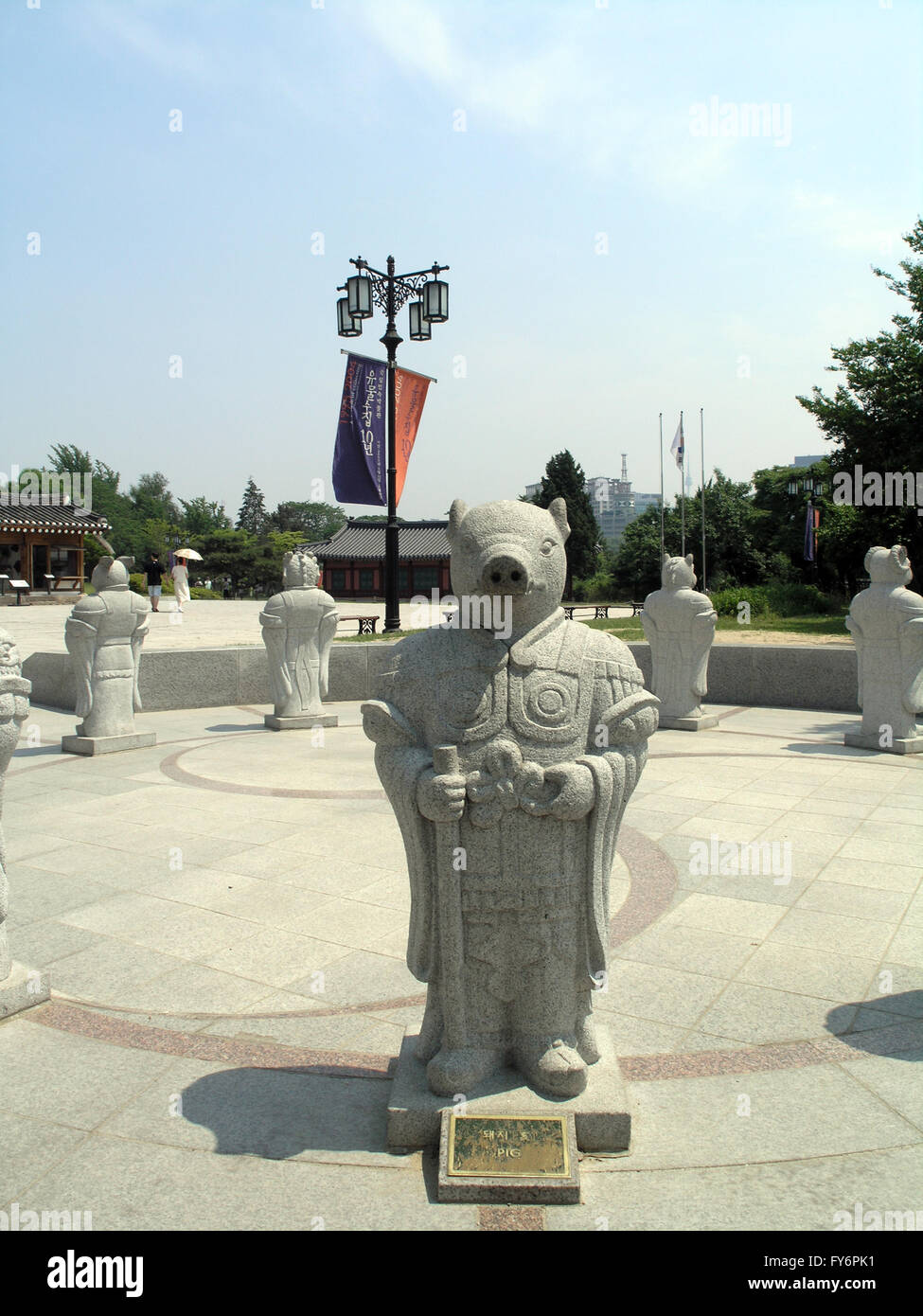 Historic Pig Statue in circle of year of the animal stautes in Seoul