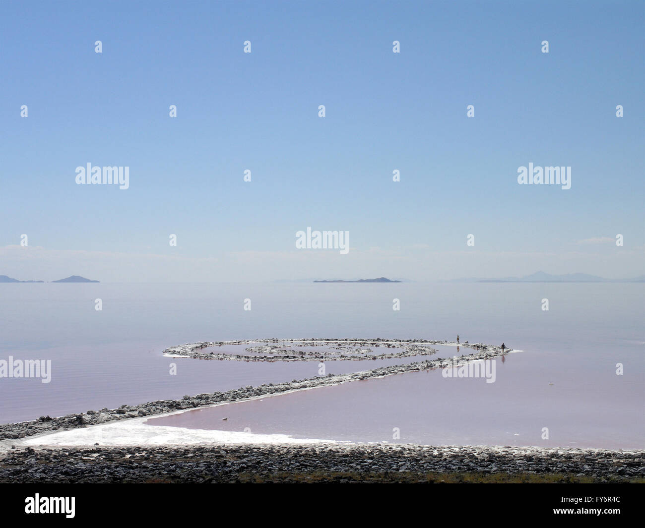 Spiral Jetty in Salt Lake, Utah, Robert Smithson's masterpiece earthwork, on the north side of the Great Salt Lake, about two-an Stock Photo