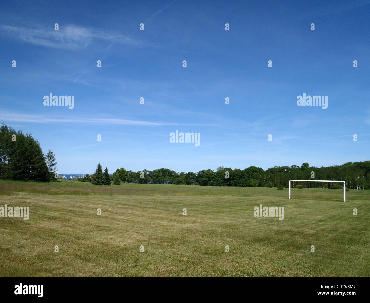 Soccer Field with Goal in Maine Stock Photo Alamy