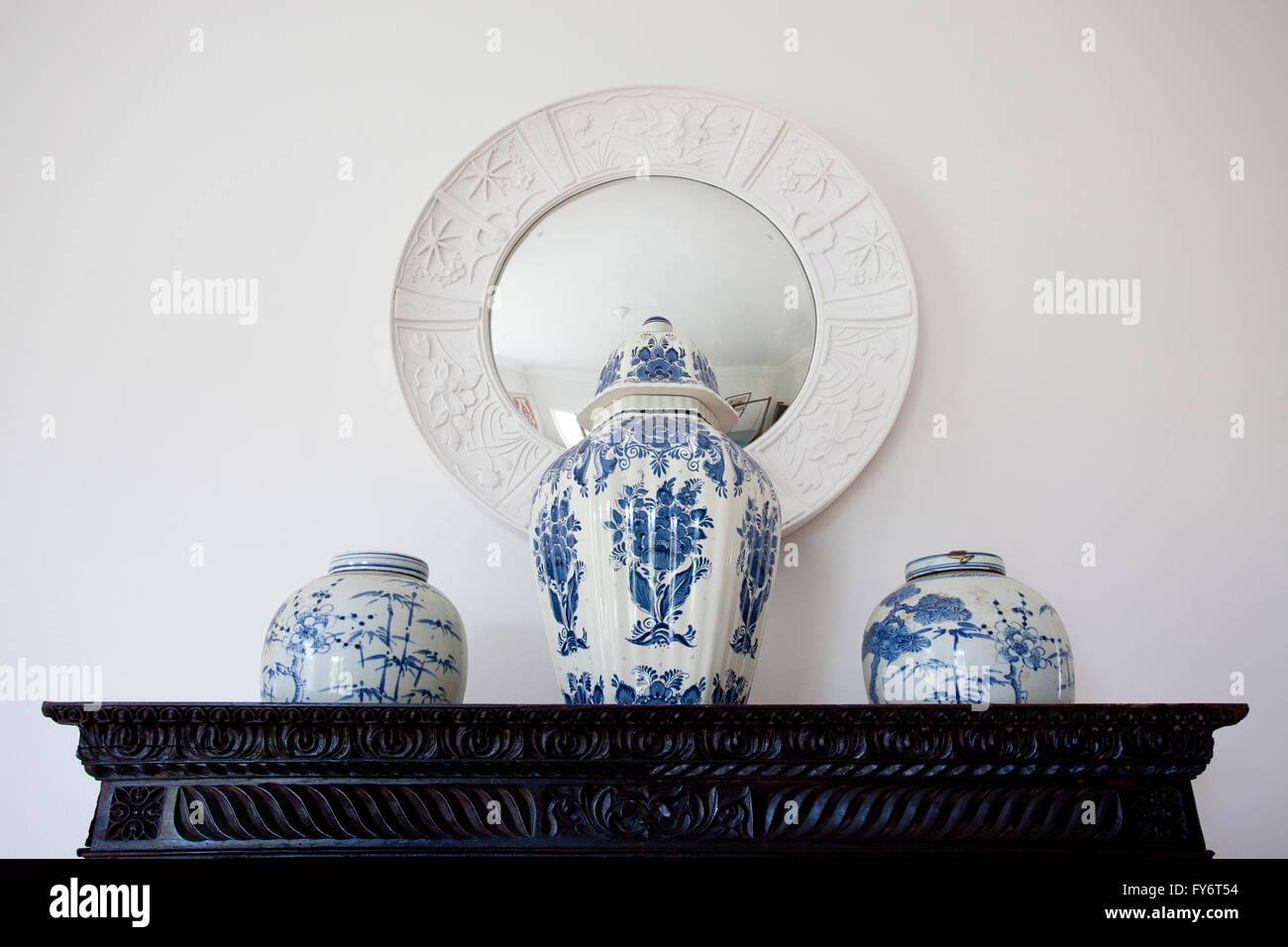 Ornamental blue china ceramic vases Stock Photo