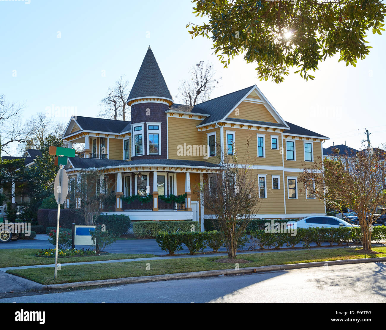 Houston heights victorian style houses in Texas Stock Photo Alamy