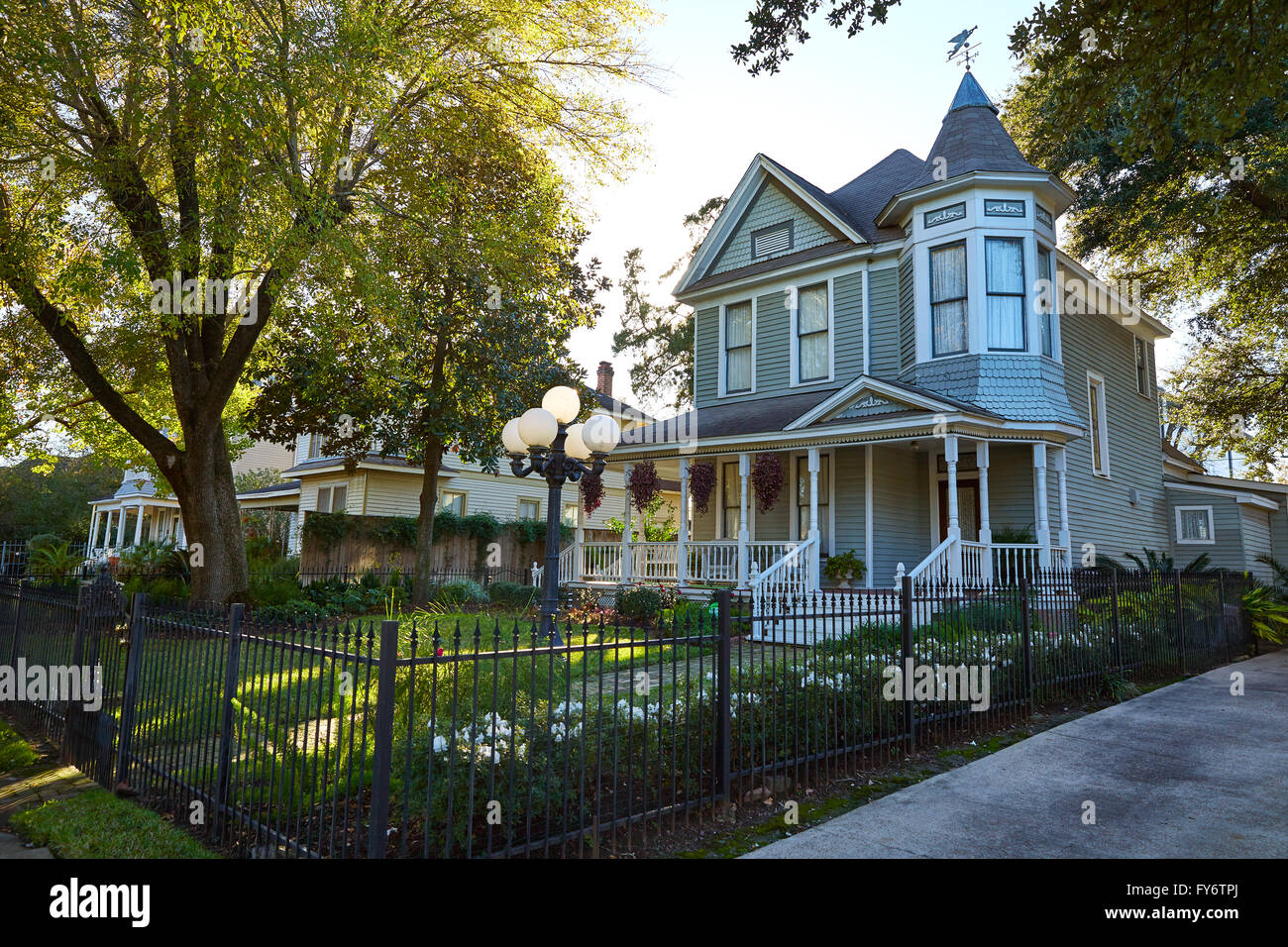 Houston heights victorian style houses in Texas Stock Photo Alamy
