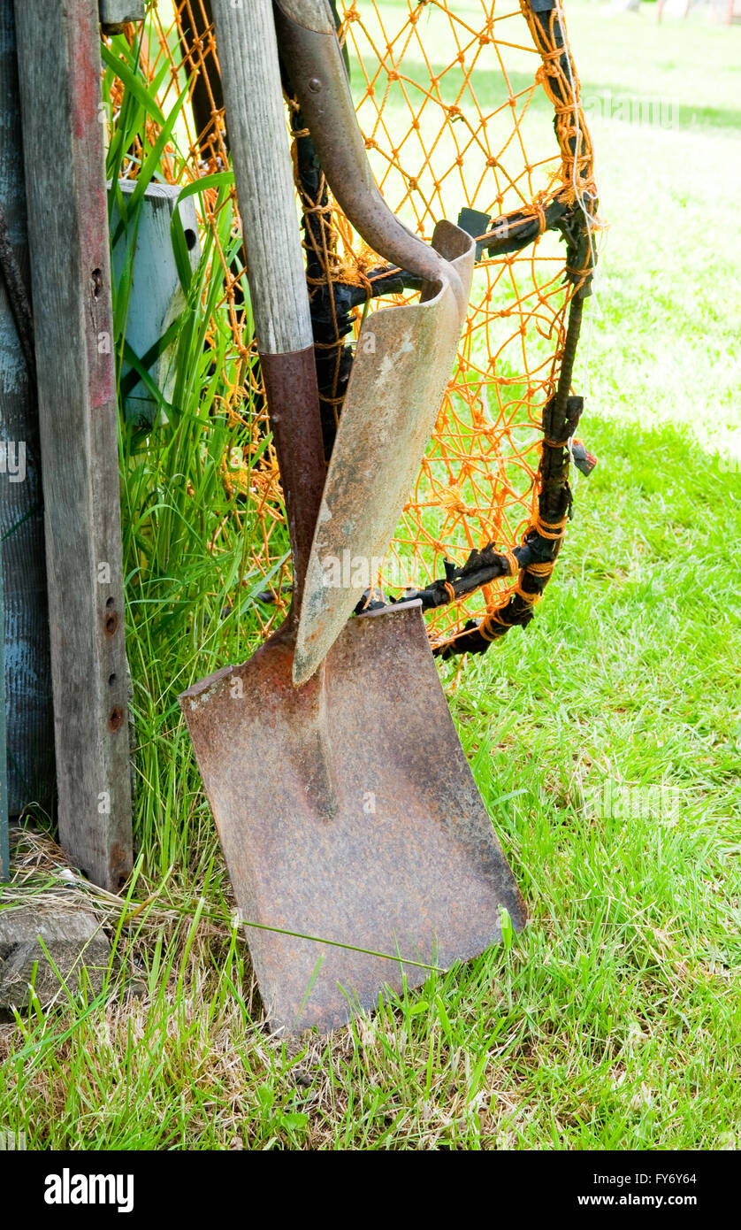 Old and rusty shovels Stock Photo Alamy
