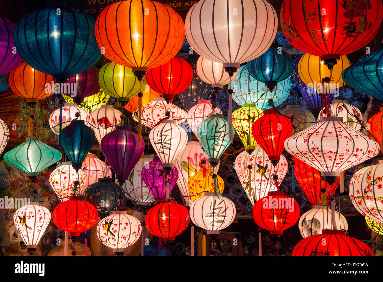 Paper lanterns on the streets of old Asian town Stock Photo Alamy