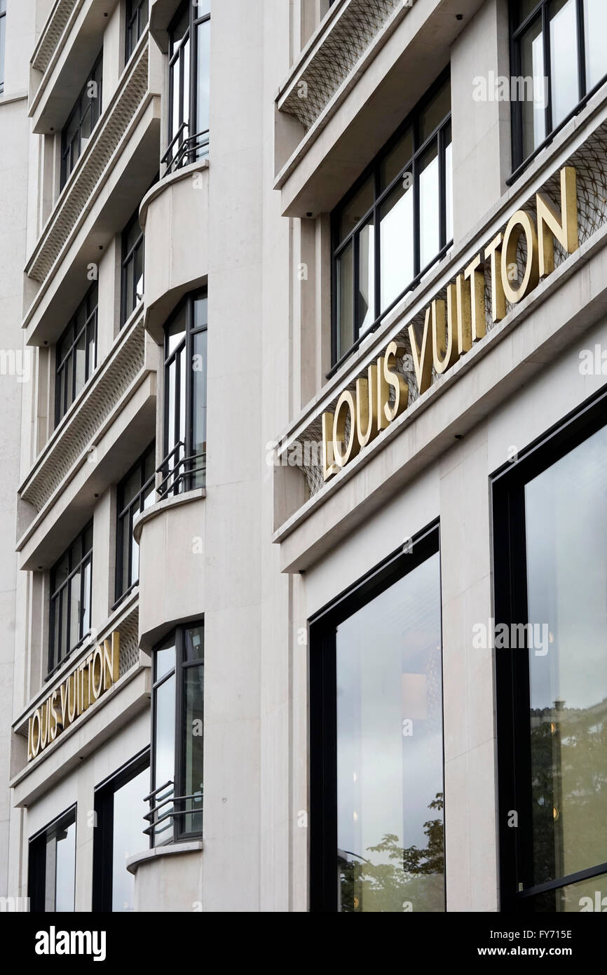 The entrance of Louis Vuitton Paris Store on Boulevard Champs-Elysees,Paris  France Stock Photo - Alamy