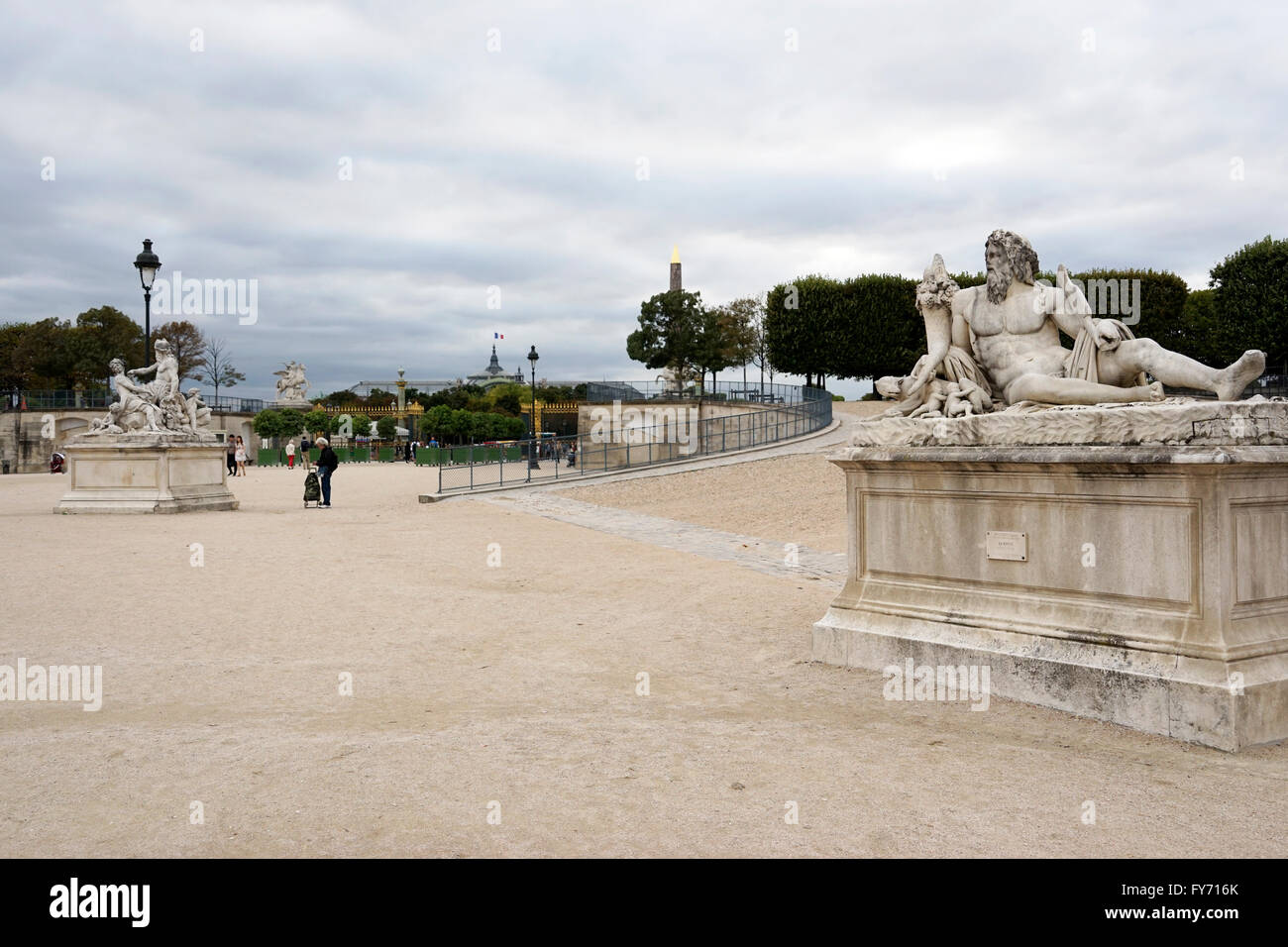 Tuileries Garden, Jardin des Tuileries with ancient sculptures in Paris. France Stock Photo