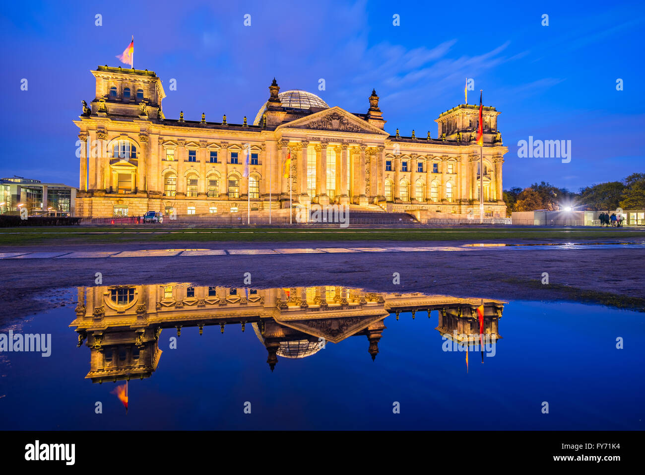 The Reichstag building at night in Berlin, Germany. Stock Photo
