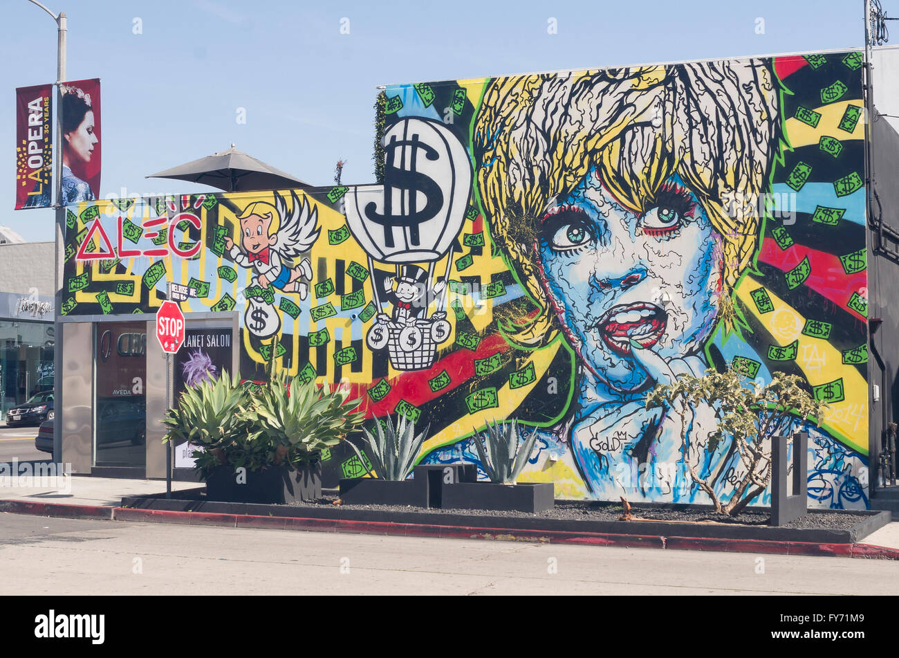 A colorful wall mural on Melrose Ave. in Los Angeles, California