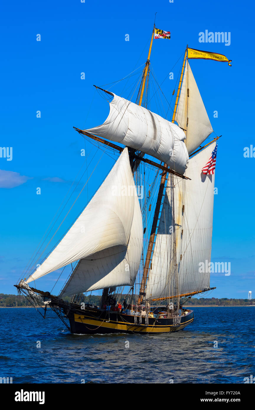 Schooner Pride of Baltimore sails on the Chesapeake Bay Stock Photo