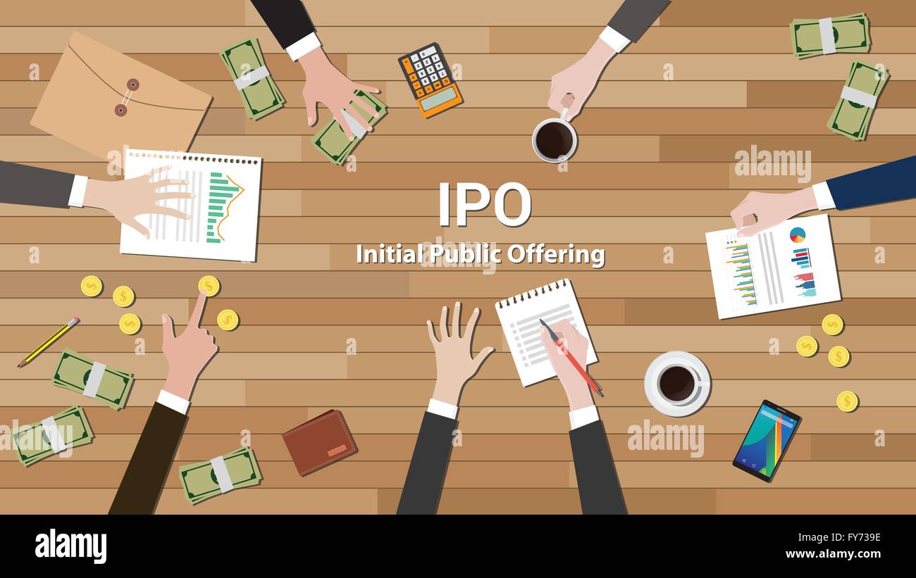ipo initial public offering negotiation team work Stock Vector Image