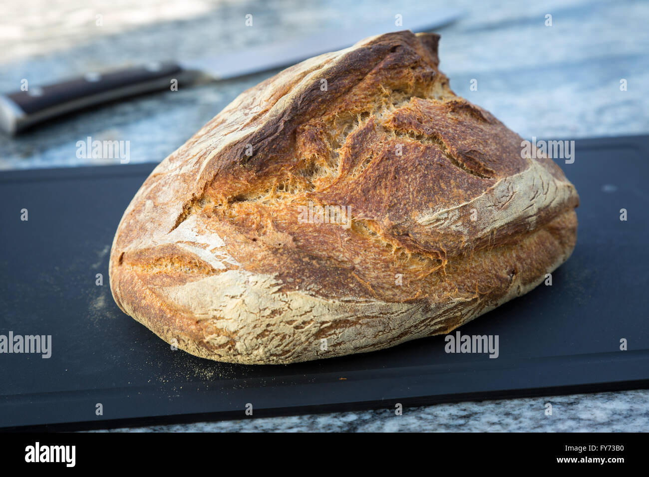 Loaf of fresh oven baked bread Stock Photo