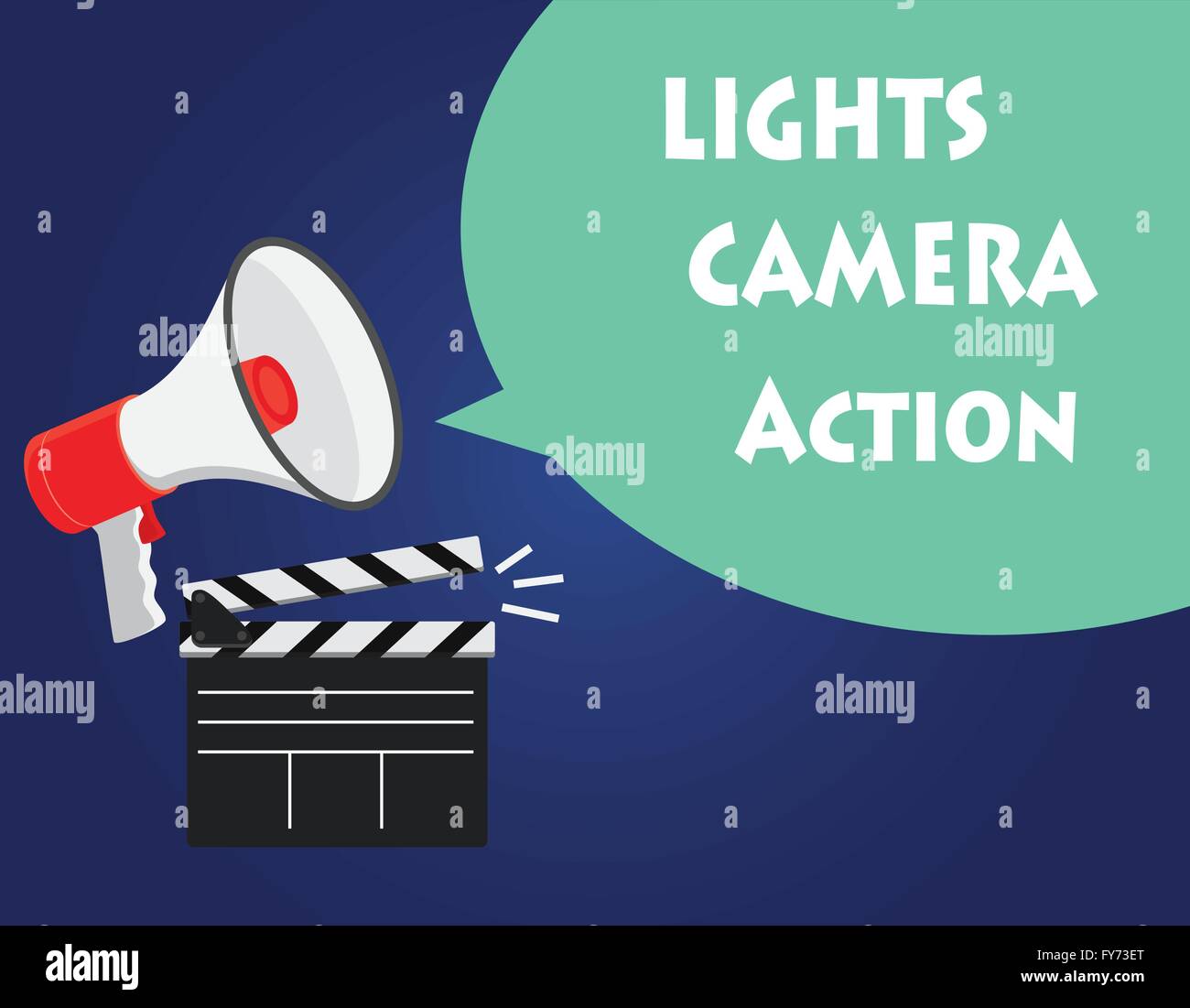 lights camera action illustration with director tools Stock Vector