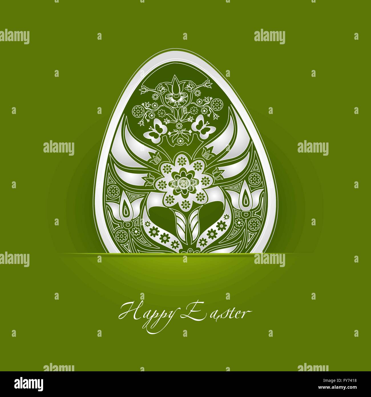 decorative easter egg label with green background Stock Vector Image ...