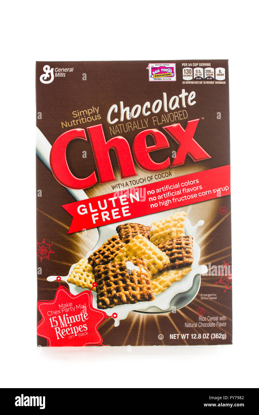 Winneconne, WI 5 February 2015 Box of Chex chocolate cereal a