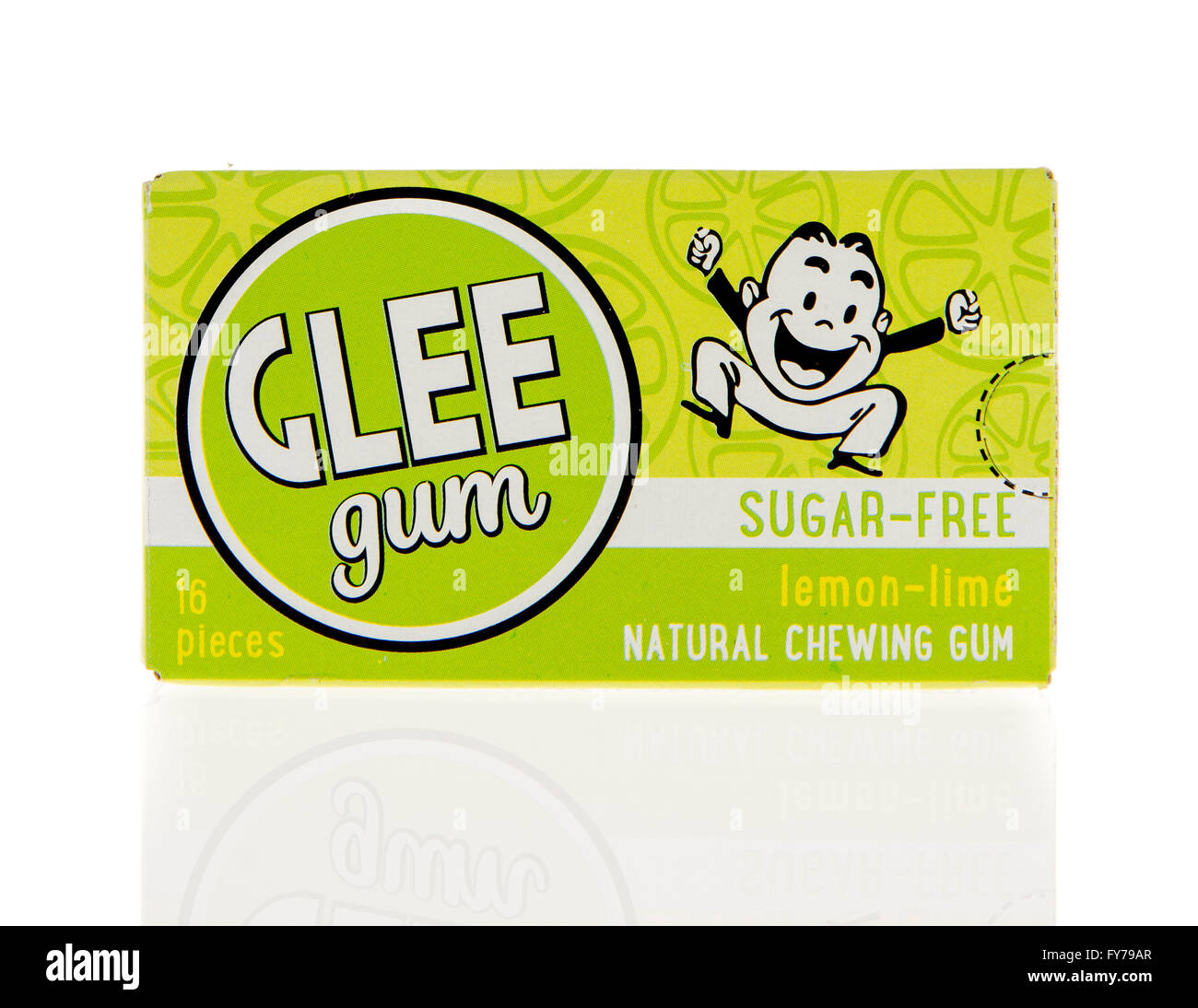 Winneconne, WI - 2 March 2016:  Box of Glee Gum chewing gum in lemon lime flavor. Stock Photo