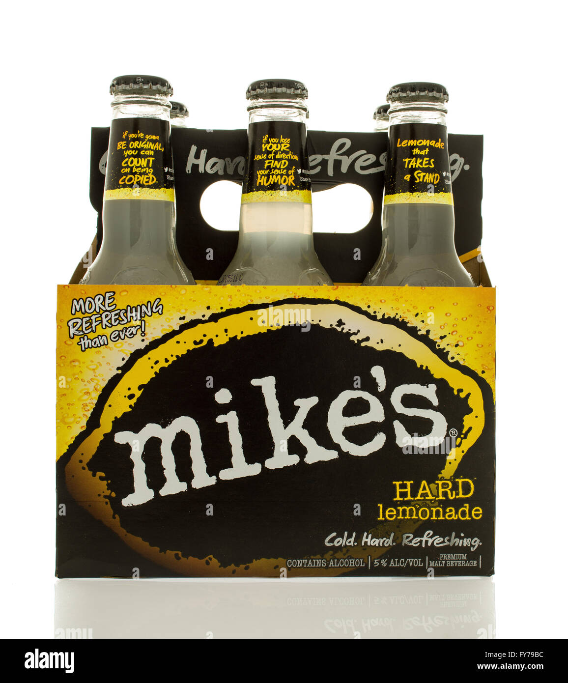 Winneconne, WI - 2 March 2016:  A six pack of Mikes hard lemonade. Stock Photo