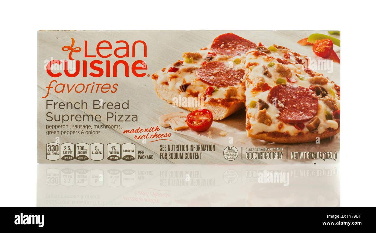 Winneconne, WI - 2 March 2016:  A box of Lean Cuisine french bread pizza Stock Photo