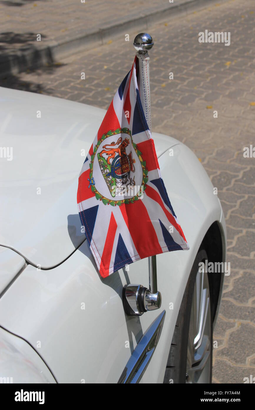 British Ambassador's car with the flag of the British Embassy used for