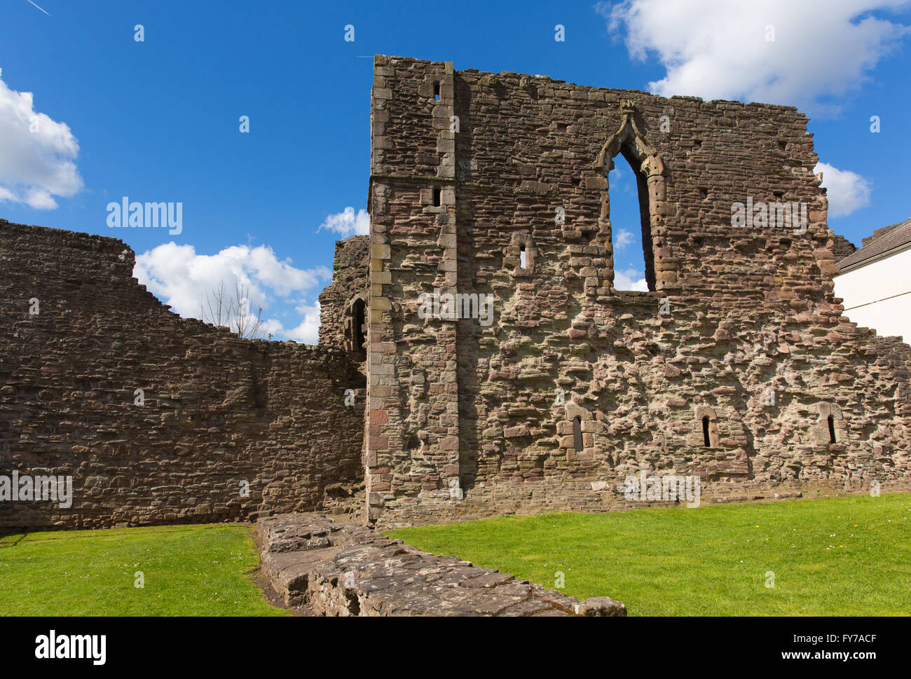 Monmouth Castle Monmouthshire Wales uk ruins of building and birthplace of Henry V of England tourist attraction Stock Photo