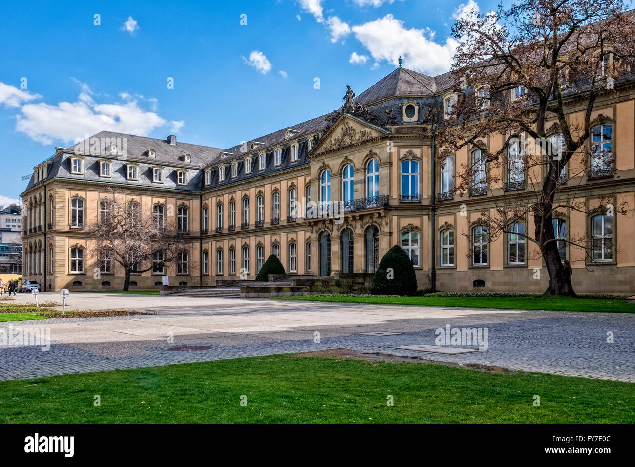 Side view of Neues Schloss, New Palace building of Stuttgart, Baden-Württemberg, Germany Stock Photo