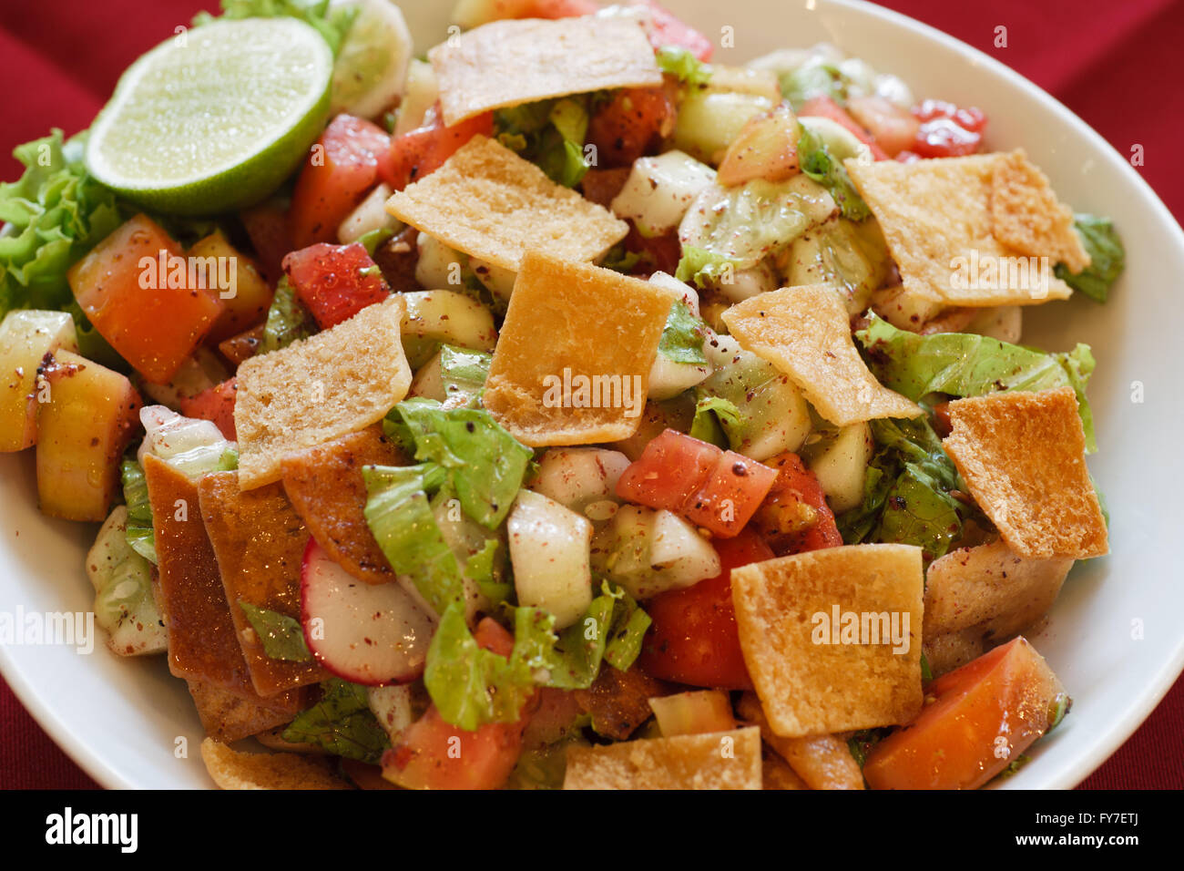 Fattoush, Lebanese salad. Stock Photo