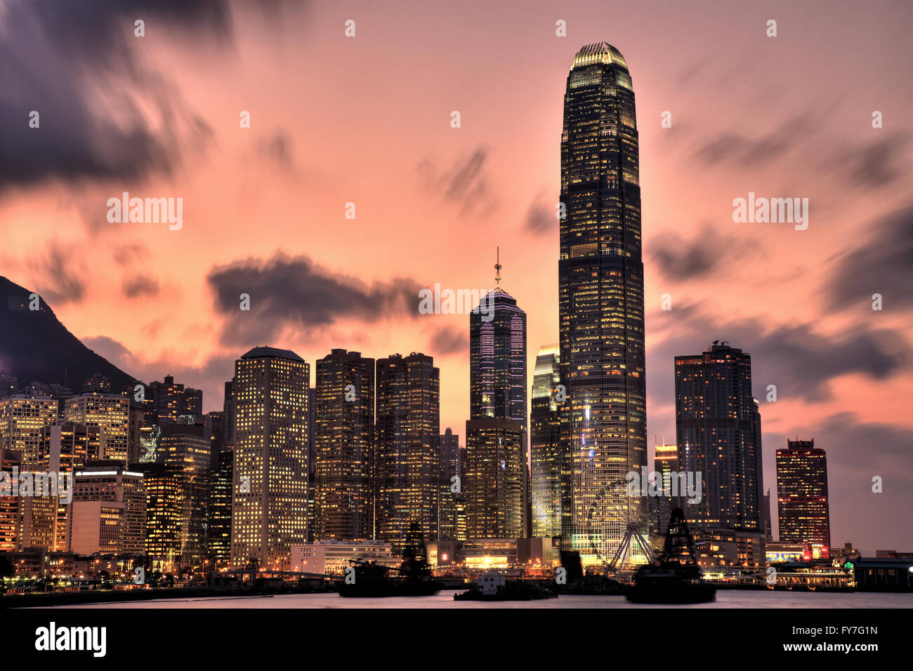 Hong Kong Skyline at Sunset Stock Photo - Alamy