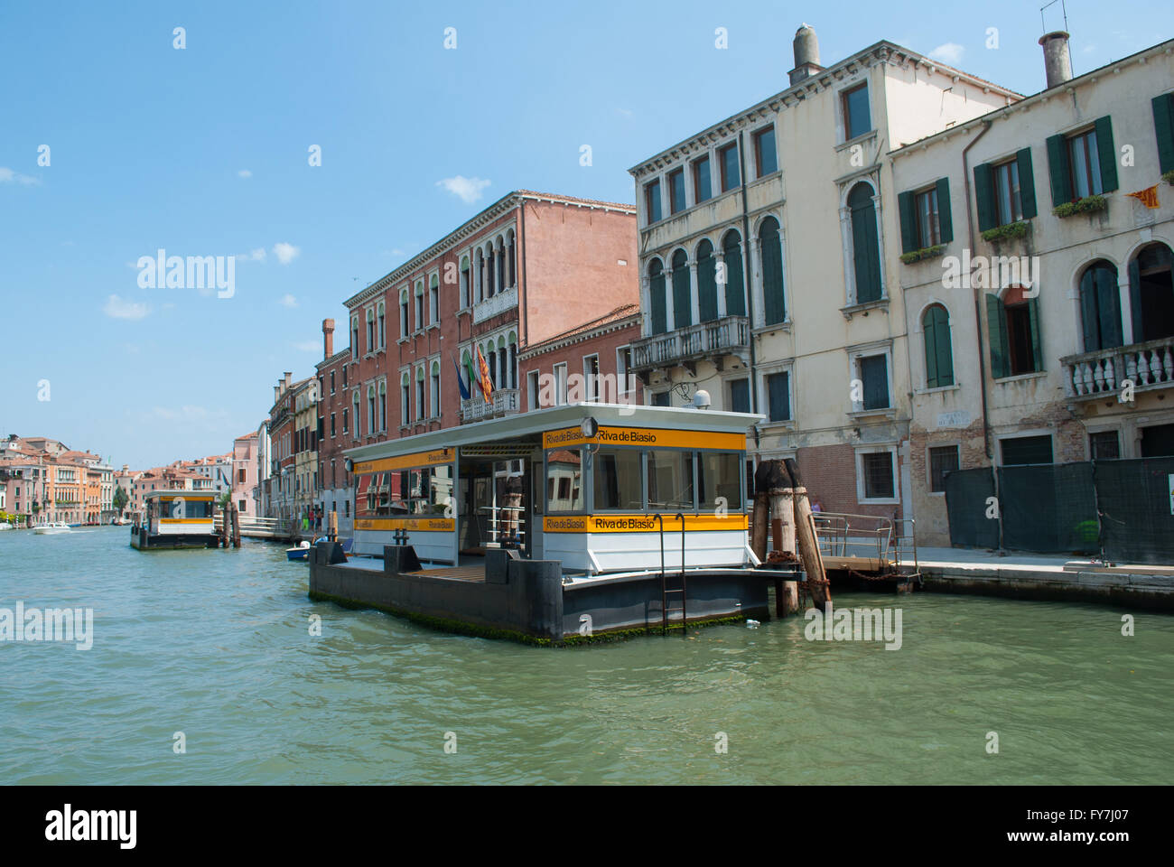 The water bus (vaporetti ) on a Grand Canal in Venice, Italy Stock Photo