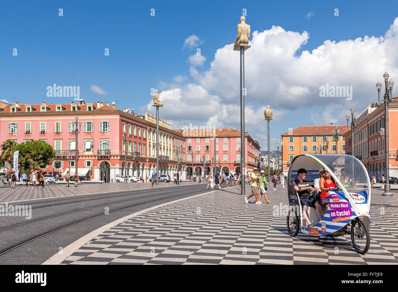 People on Place Massena in Nice, France. Stock Photo
