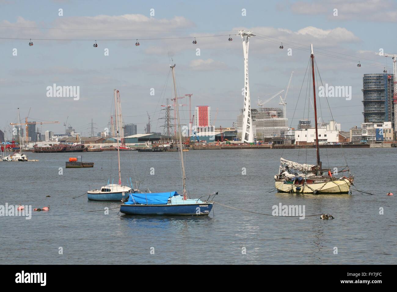Boats moored on the Thames Stock Photo