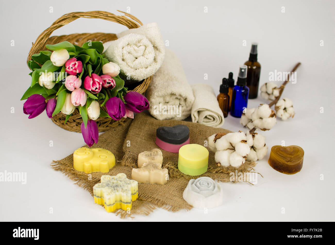 luxury handmade soap bars in variety of senses Stock Photo