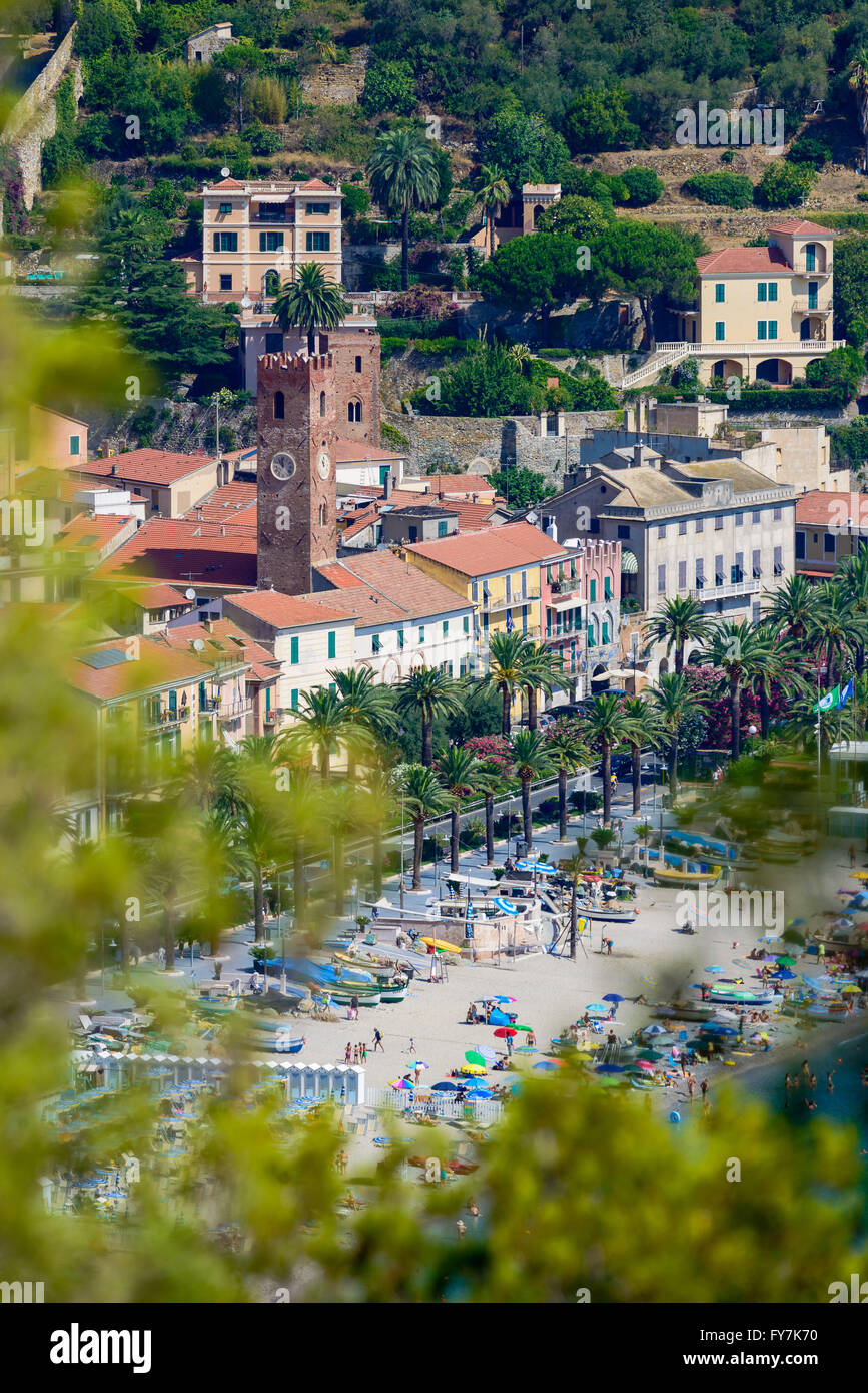 View over the ligurian village of Noli on the Mediterranean Sea Stock Photo