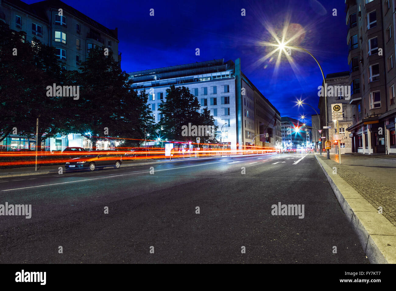 Berlin road at night Stock Photo
