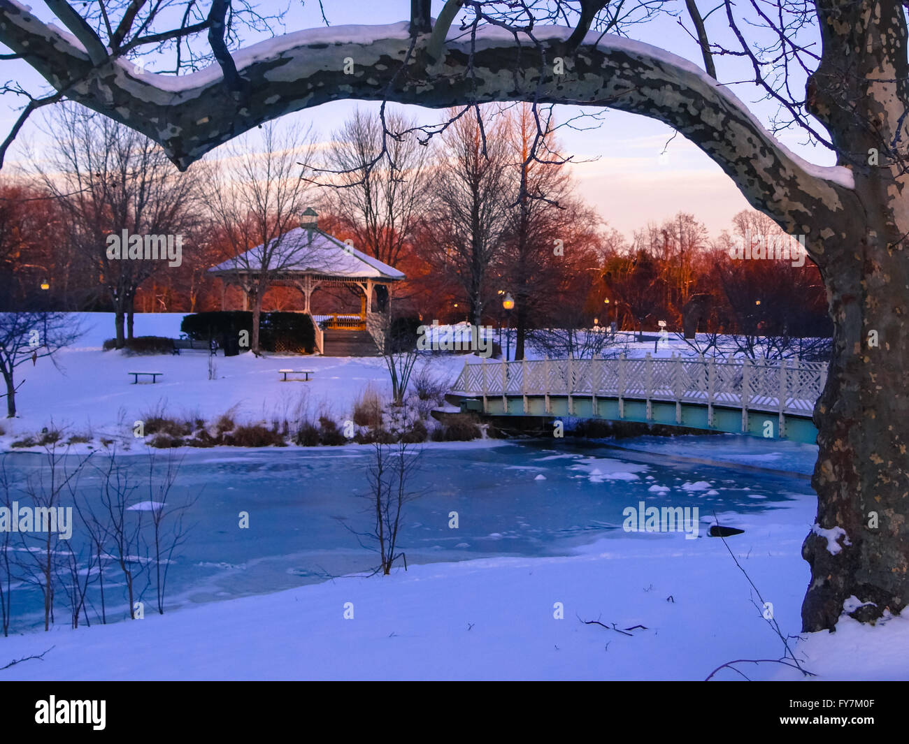 The Frozen Pond And Gazebo At Quiet Waters Park In Annapolis, MD In The ...