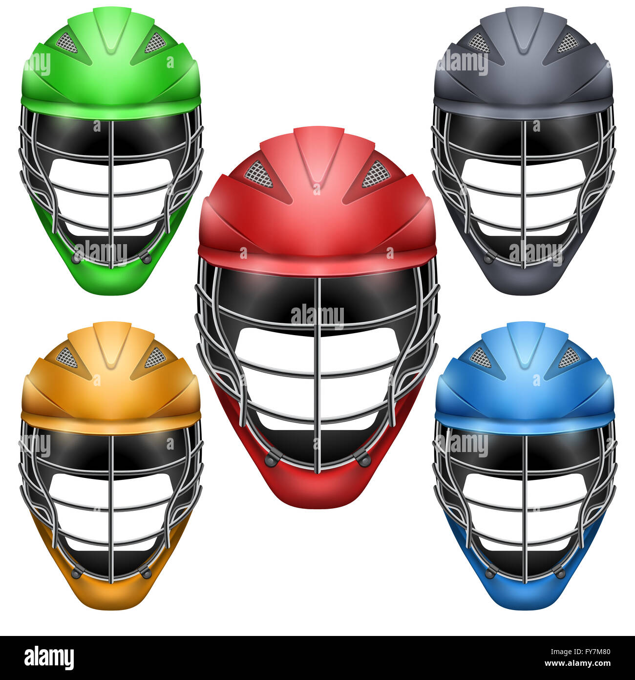 Set of Lacrosse Helmets Stock Photo Alamy