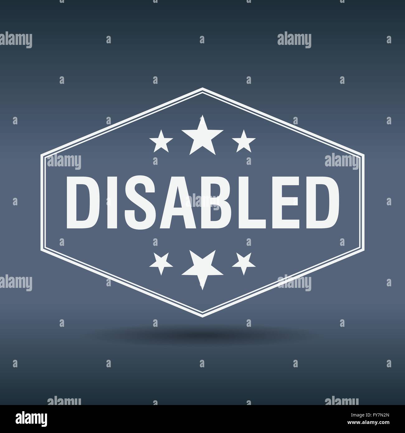 disabled hexagonal white vintage retro style label Stock Vector Image ...