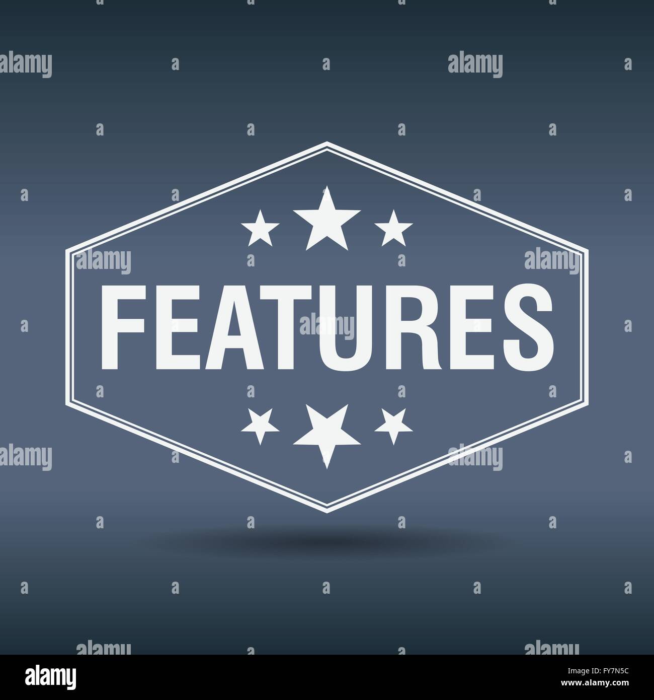 features hexagonal white vintage retro style label Stock Vector Image ...