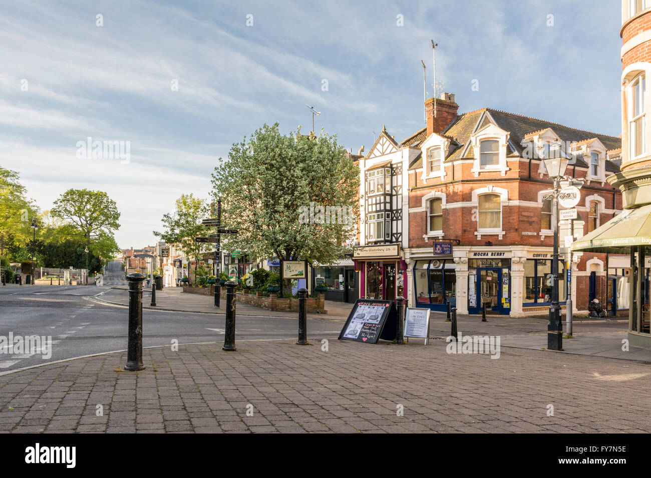 Benedict Street, Market Place and Magdalene Street, Glastonbury. Stock Photo