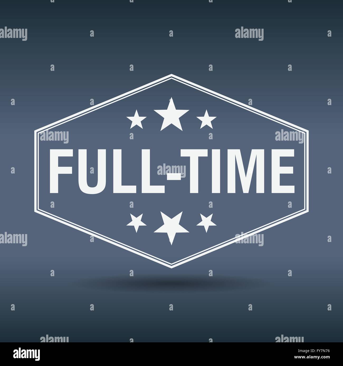 full-time hexagonal white vintage retro style label Stock Vector Image ...