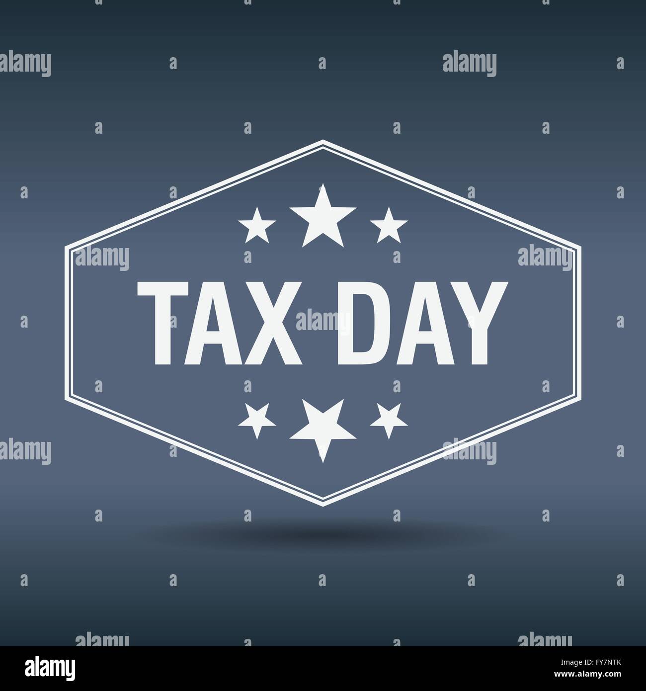 tax day hexagonal white vintage retro style label Stock Vector Image ...