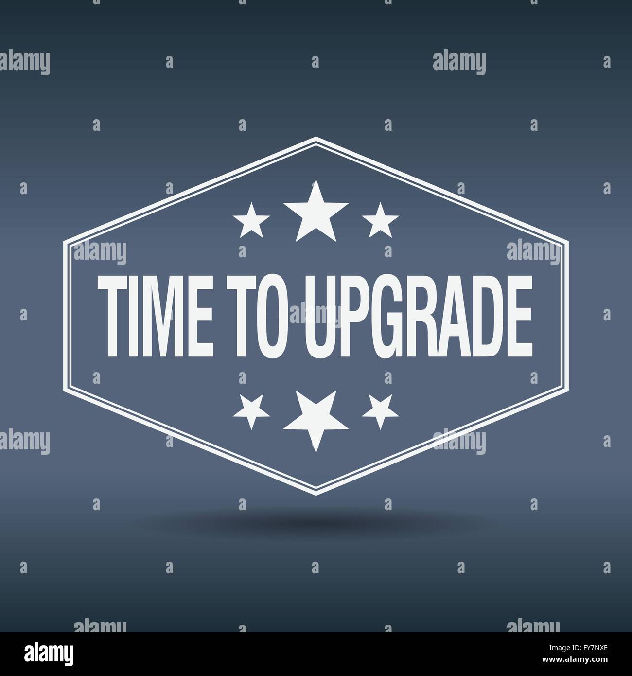 time to upgrade hexagonal white vintage retro style label Stock Vector ...