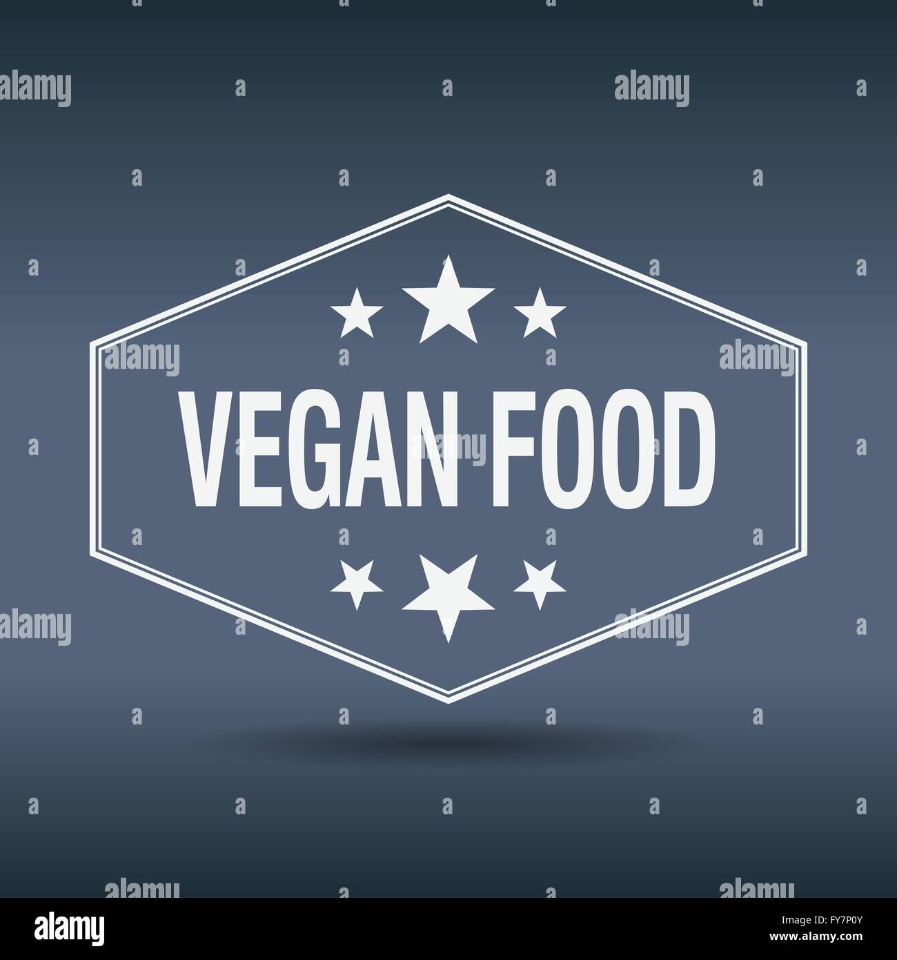 vegan food hexagonal white vintage retro style label Stock Vector Image ...