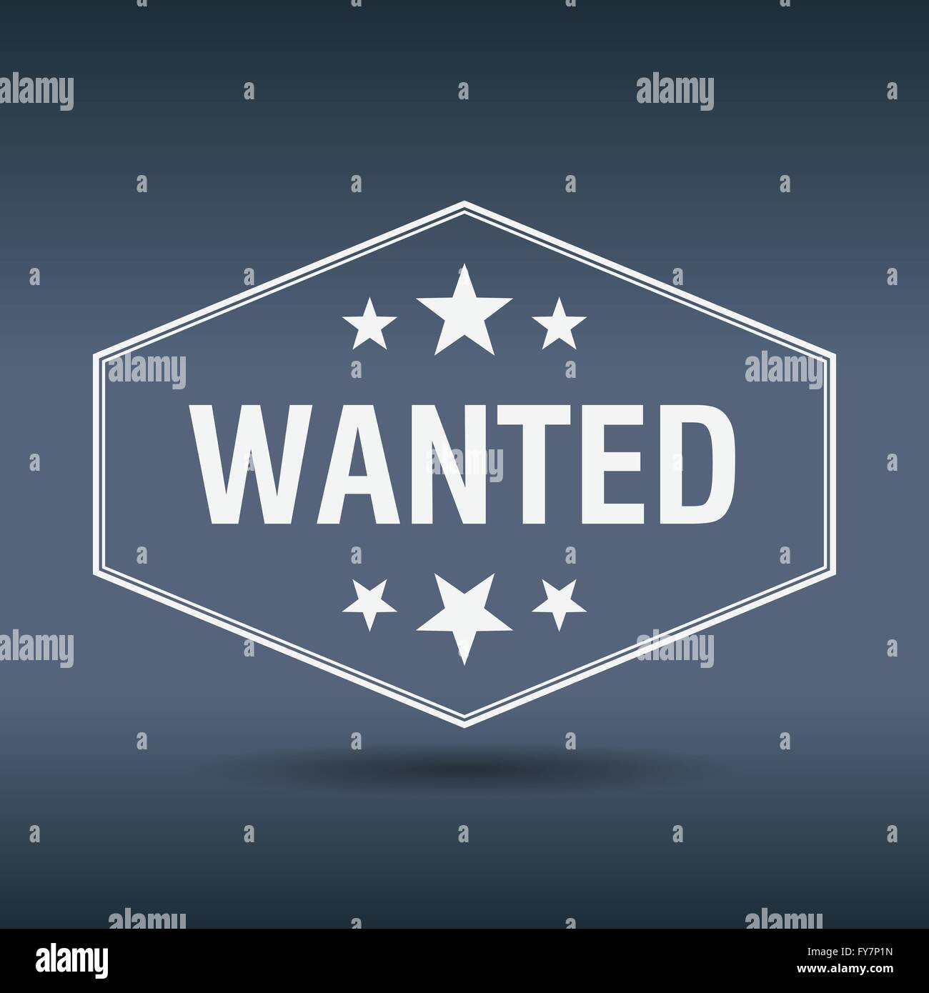 wanted hexagonal white vintage retro style label Stock Vector Image ...