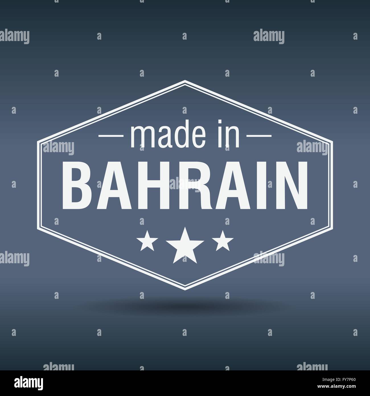made in Bahrain hexagonal white vintage label Stock Vector Image & Art