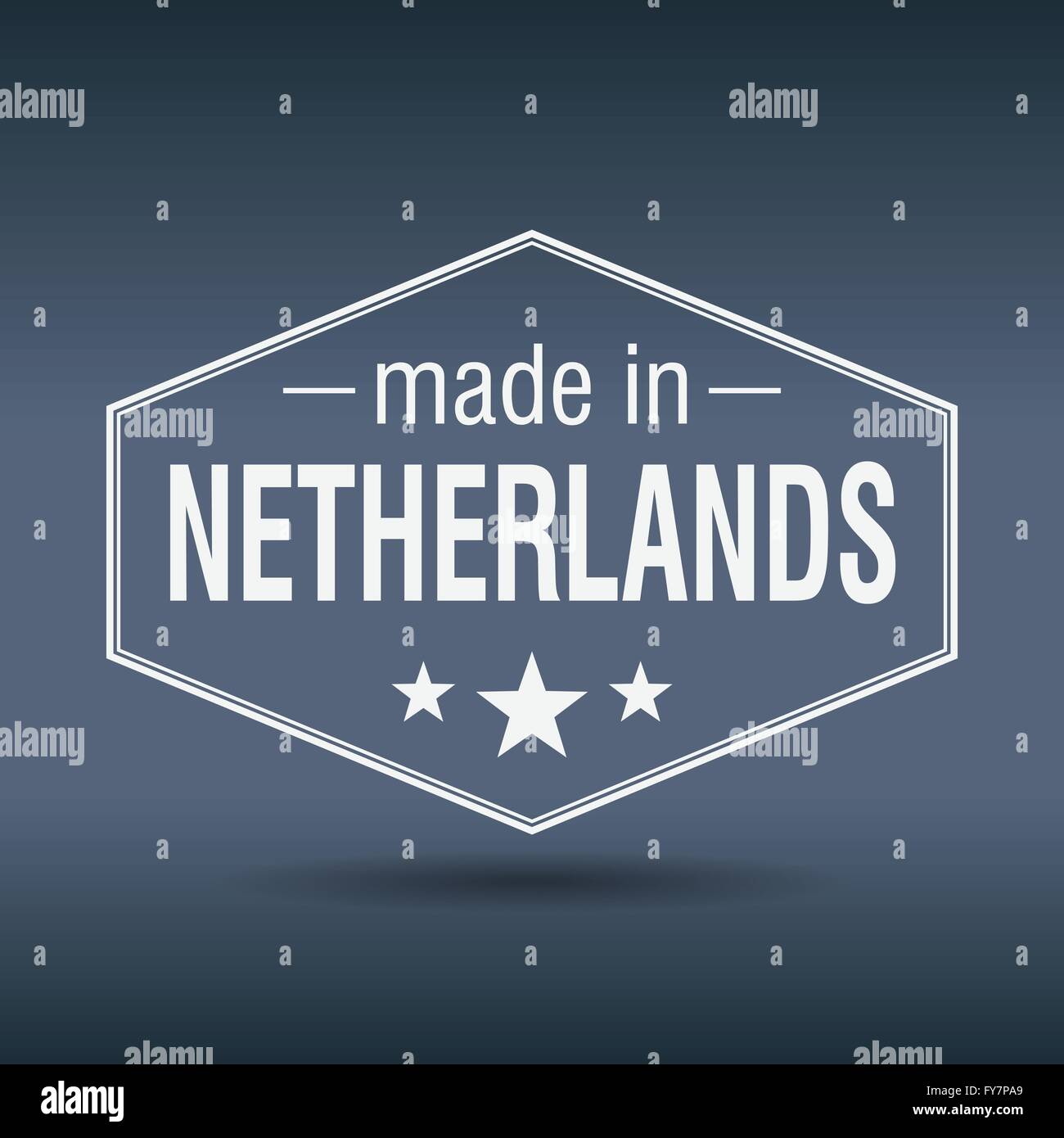 made in Netherlands hexagonal white vintage label Stock Vector Image